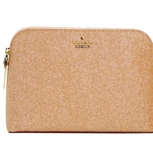 KATE SPADE NEW YORK Glitter Rose Gold Cosmetic Bag